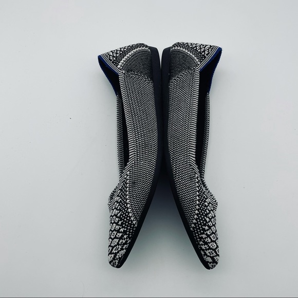 ROTHY’S The Point Pointed Flats Black White Python W7 Size 7 - Picture 12 of 12